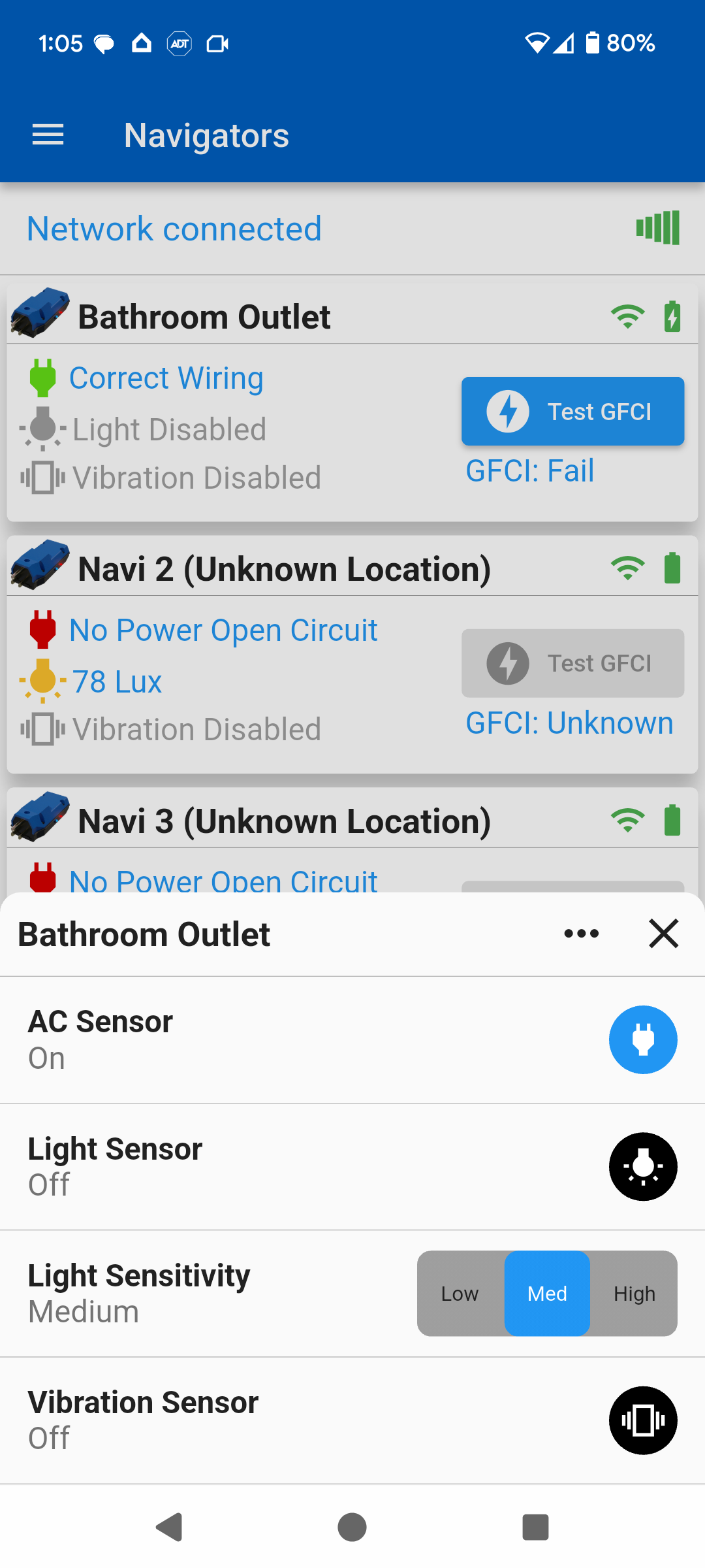 Navi light sensor setting toggled off